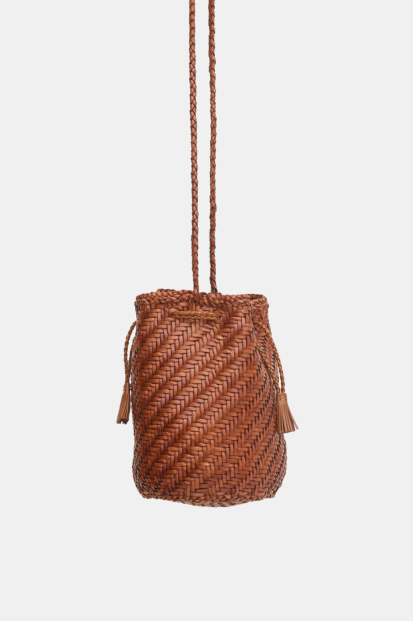 Woven Leather PomPom Bucket Bag sold by VSP Consignment product image thumbnail 3