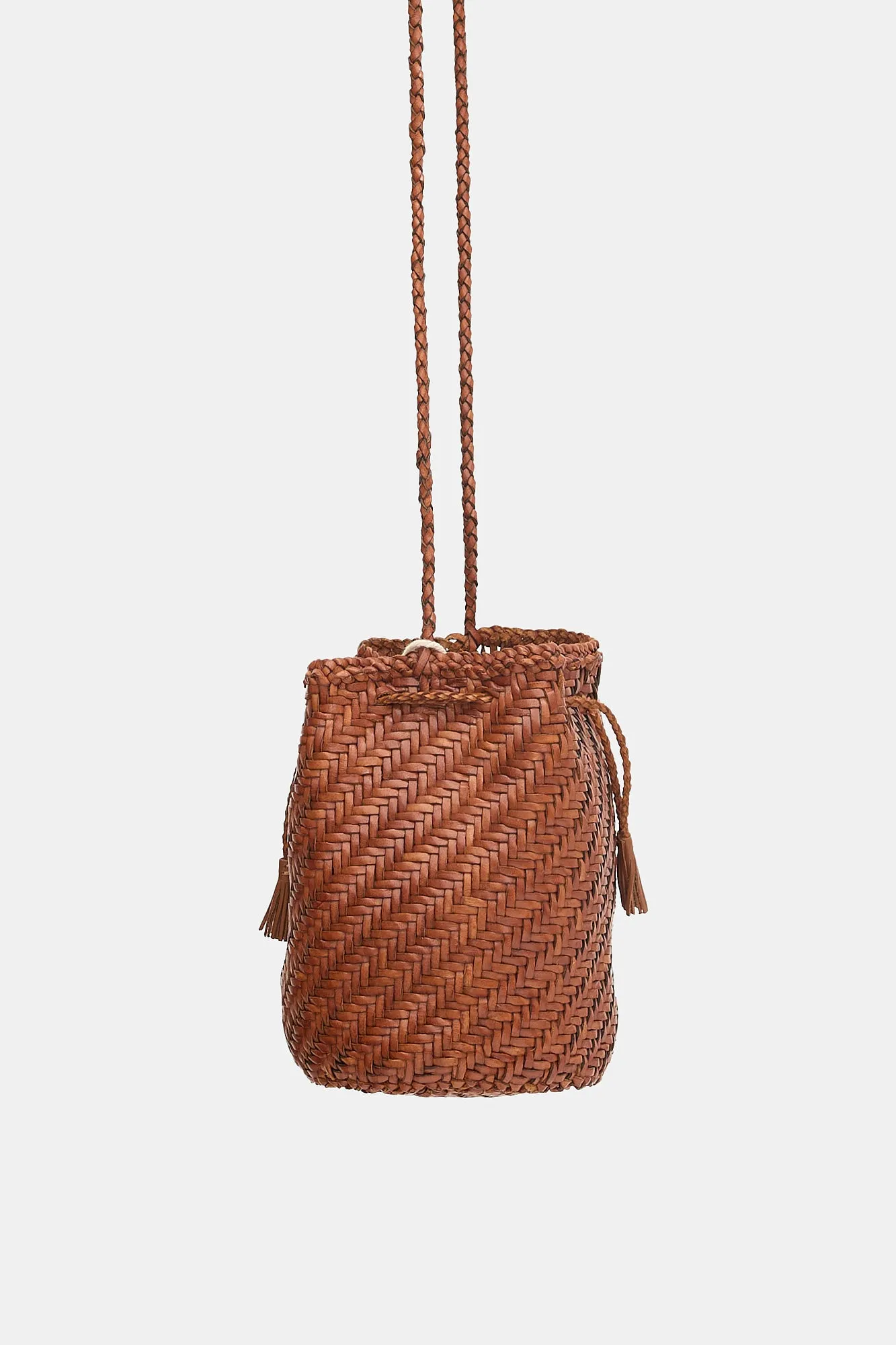 Woven Leather PomPom Bucket Bag sold by VSP Consignment product image thumbnail 4