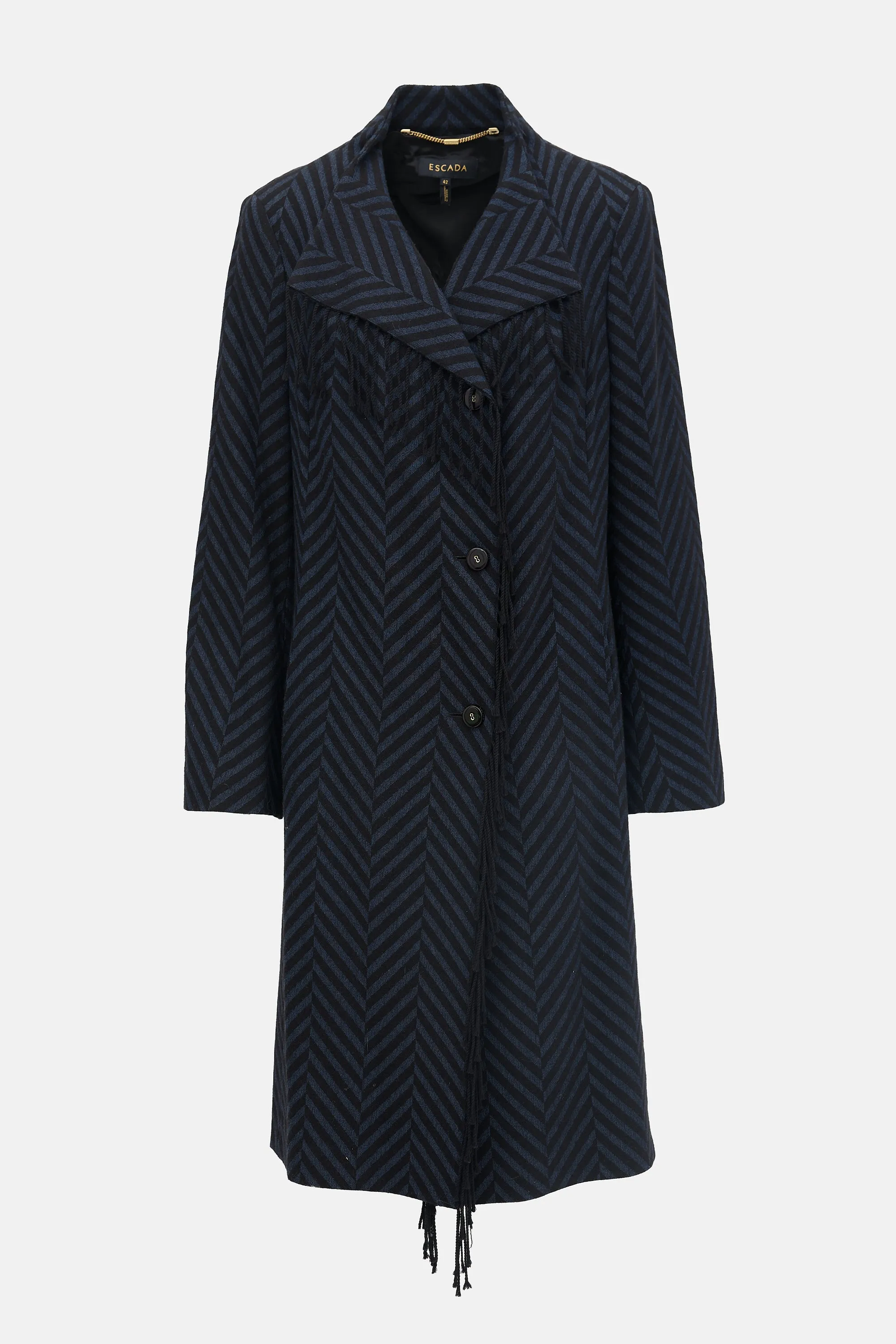 Wool Chevron Fringe Coat sold by VSP Consignment