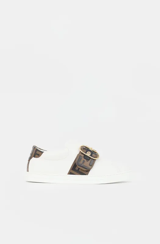 Leather Zucca Buckle Sneaker made by Fendi