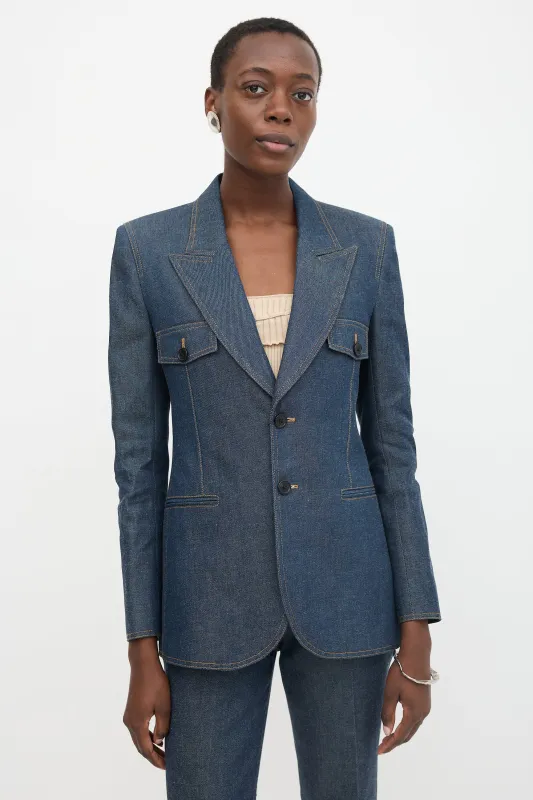 Resort 2022 Denim Blazer made by Yves Saint Laurent