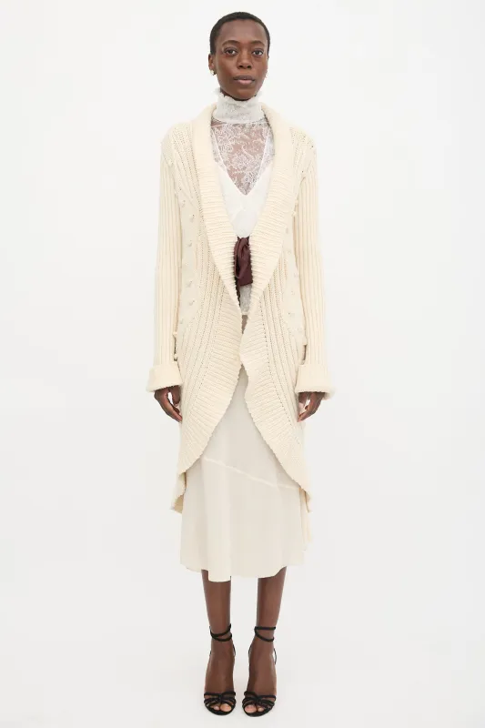 Wool Tie Front Long Cardigan made by Valentino