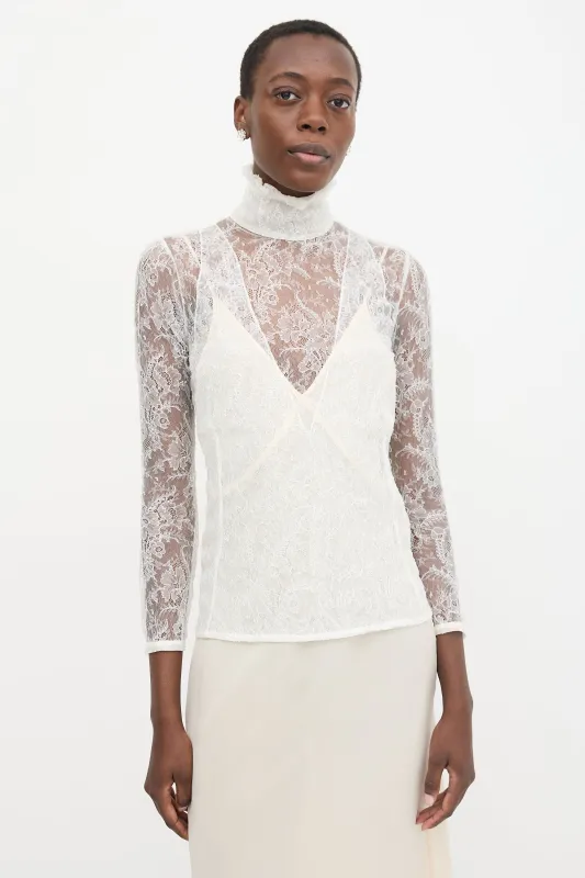 Chantilly Lace Turtleneck Blouse made by VSP Consignment