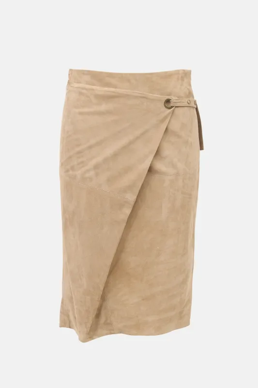 Suede Wrap Front Skirt made by Brunello Cucinelli