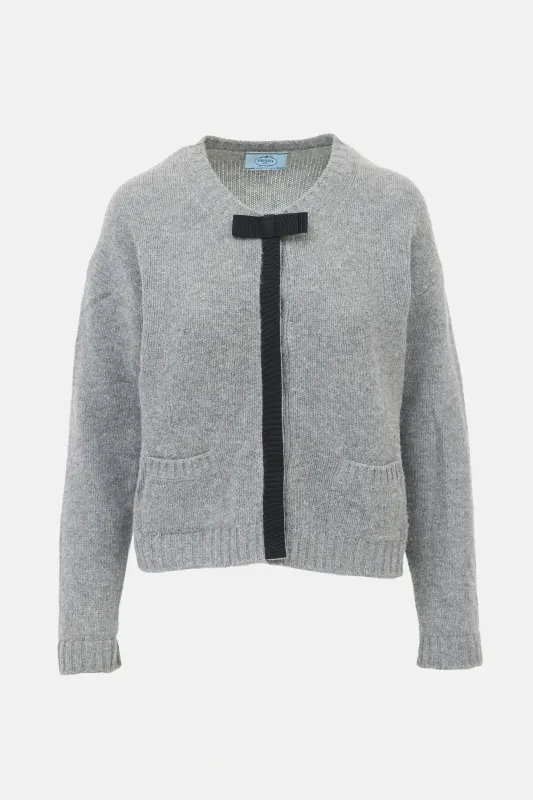 Grosgrain Bow Cardigan made by Prada
