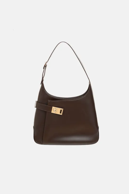 Leather Gancini Shoulder Bag made by Salvatore Ferragamo