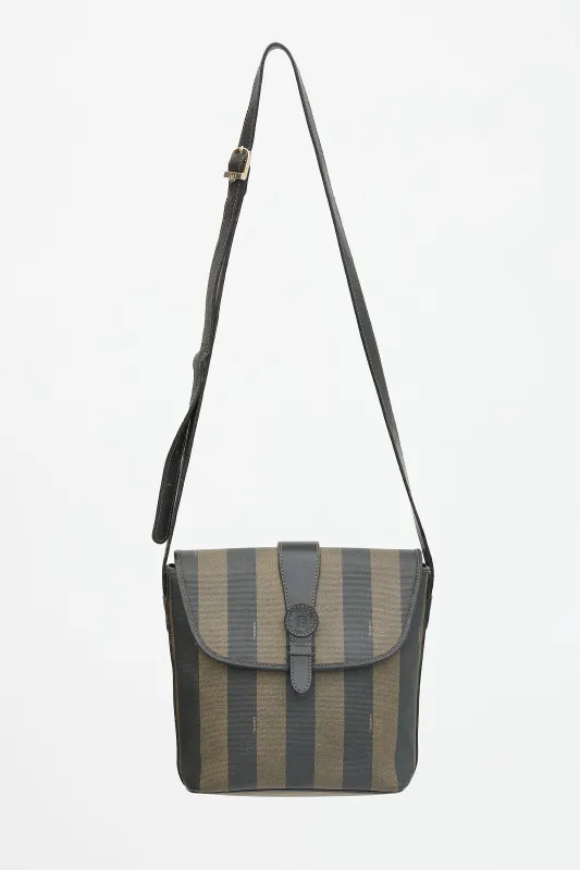 Coated Canvas Striped Messenger Bag made by Fendi