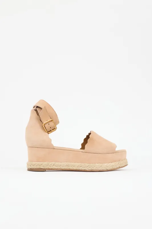 Suede Scalloped Espadrille Sandal made by Chloe
