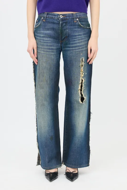 2001 D&G Distressed Safety Pin Jeans made by Dolce & Gabanna