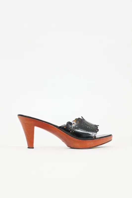 SS 2002 Patent & Wooden Sandal made by Miu Miu