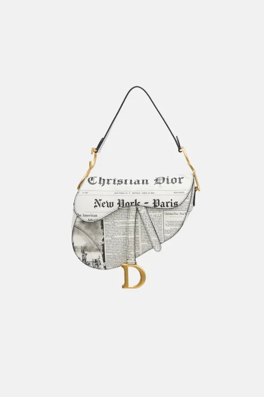 2024 Leather Newsprint Saddle Bag made by Dior