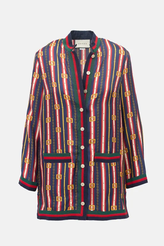 2018 Silk GG Chain Stripe Shirt made by Gucci
