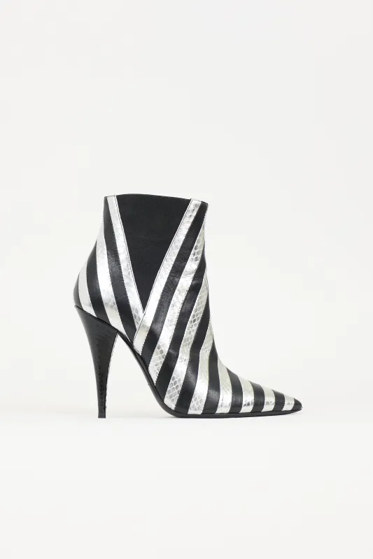 Leather Striped Kiki Boot made by Yves Saint Laurent