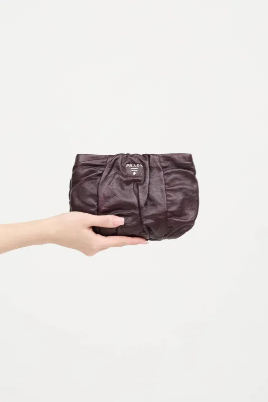 Leather Pleated Clutch sold by VSP Consignment