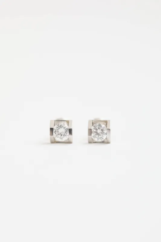 14K White Gold Diamond Stud Earrings made by VSP Consignment