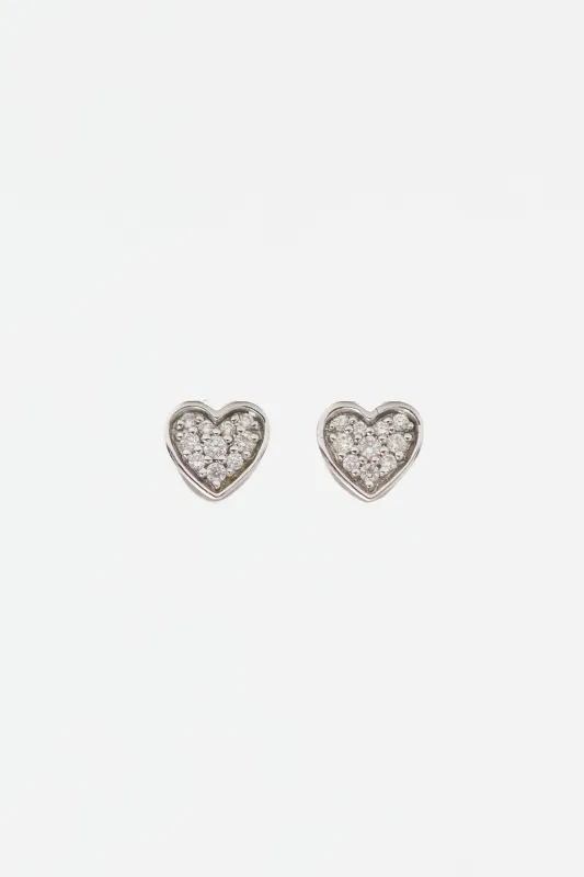 14 White Gold Diamond Heart Stud Earrings made by VSP Consignment