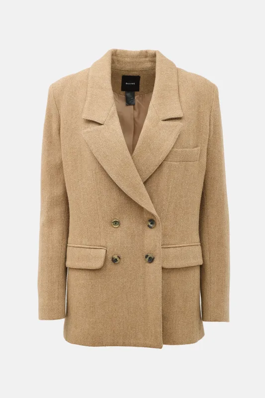 Wool Herringbone Oversized DB Blazer made by Smythe