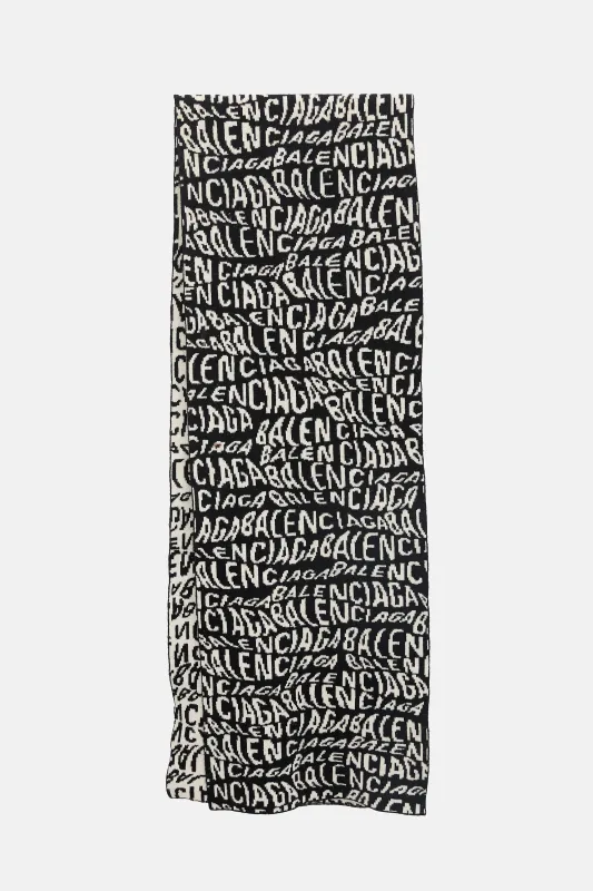 2019 Wool Wave Allover Logo Scarf made by Balenciaga