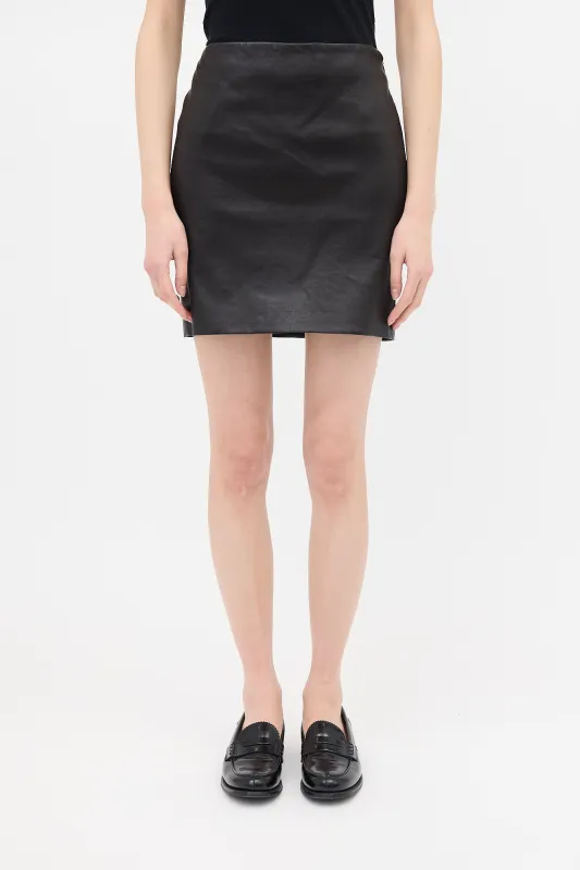 Leather Loattan Mini Skirt sold by VSP Consignment