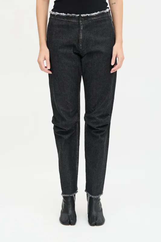 Lace Up Straight Leg Jeans made by Yohji Yamamoto