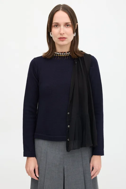 Wool & Silk Wraparound Sweater made by Sacai