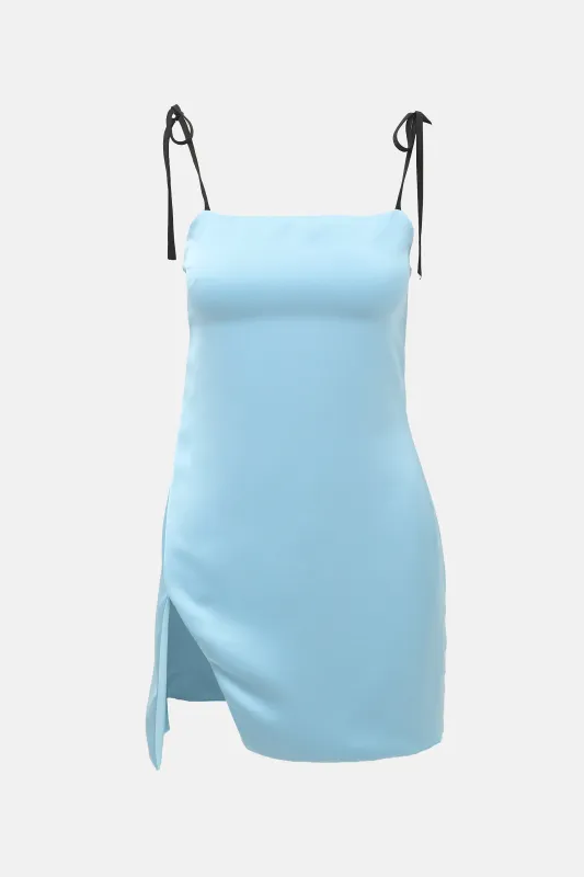 Satin Knotted Strap Mini Dress made by The Attico