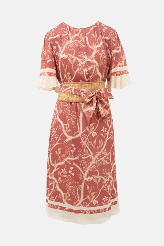 Silk Floral Rhapsody Belted Dress made by Johanna Ortiz