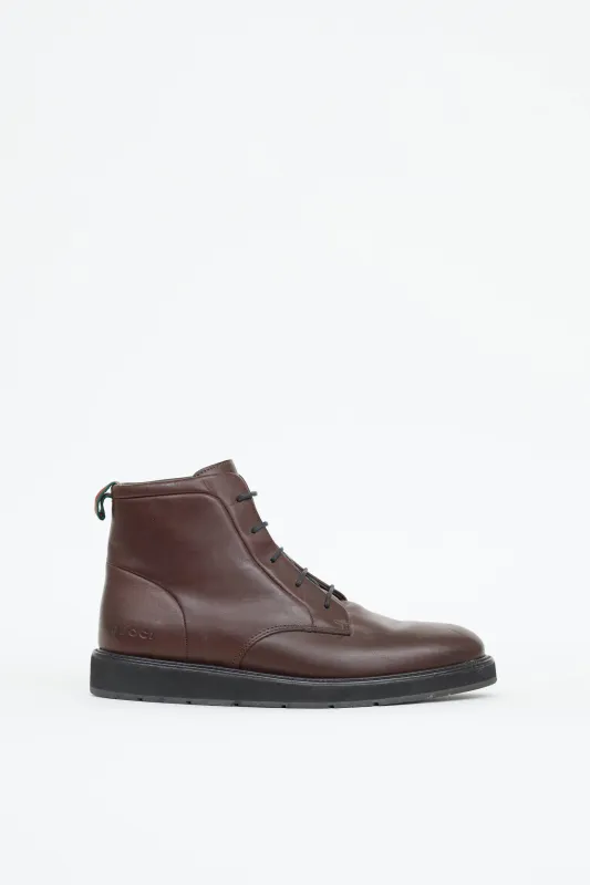 Leather Lace Up Boot made by Gucci