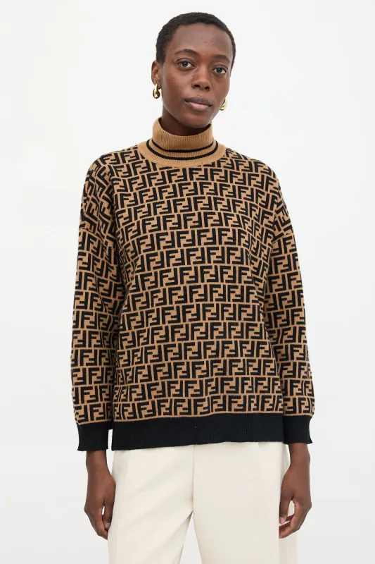 Cashmere FF Zucca Turtleneck Sweater made by Fendi