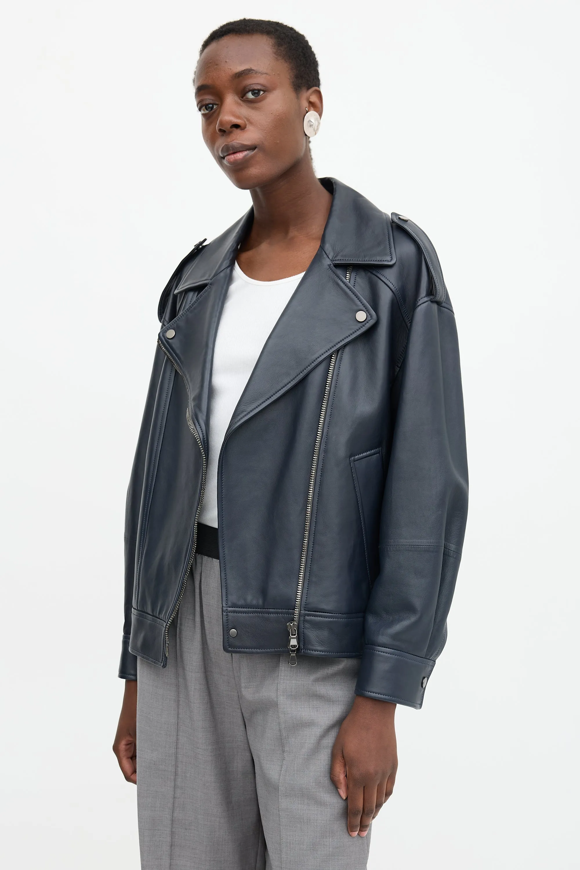 Leather Biker Jacket sold by VSP Consignment product image thumbnail 3