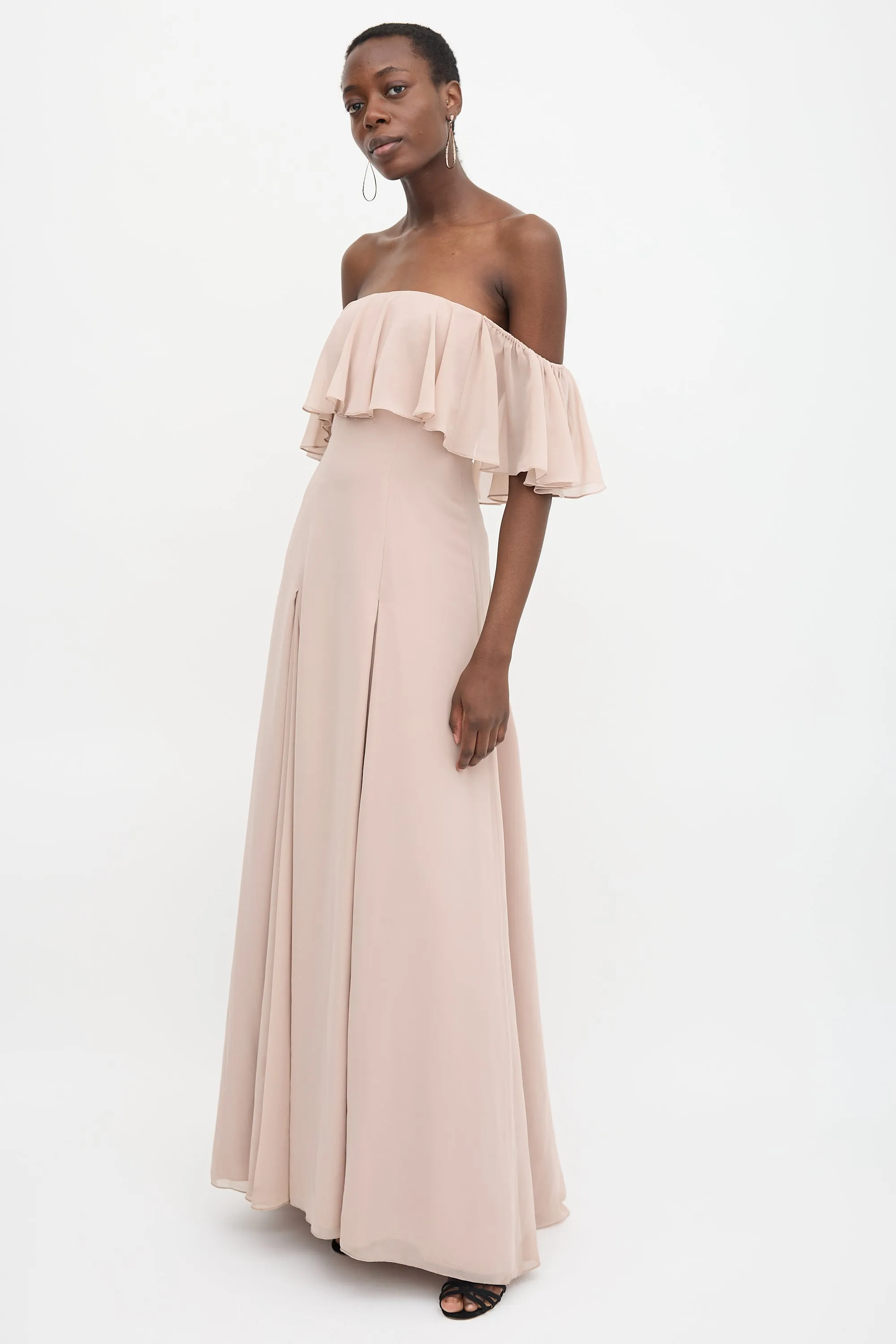 Chiffon Off Shoulder Gown sold by VSP Consignment product image thumbnail 3
