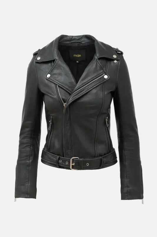 Leather Biker Jacket made by Maje
