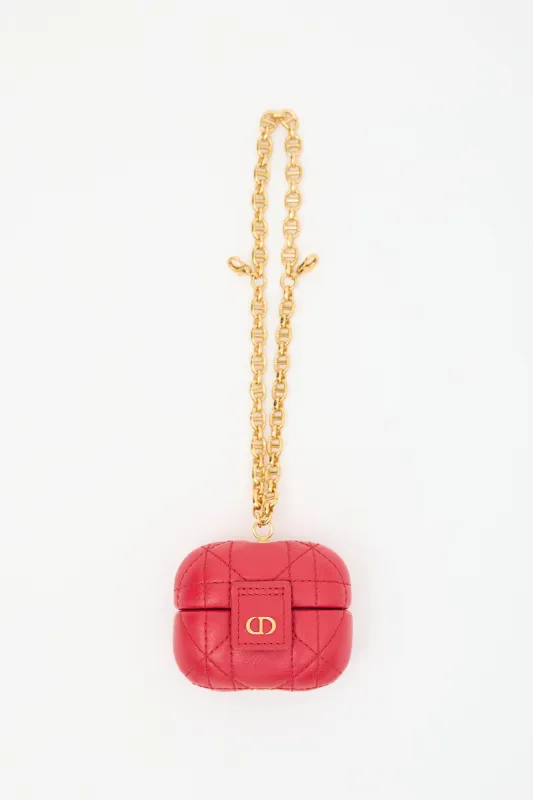 Leather Quilted Caro Airpods Case made by Dior