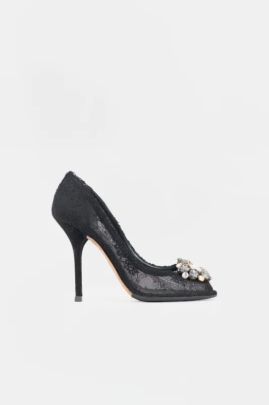 Lace Embellished Pump sold by VSP Consignment