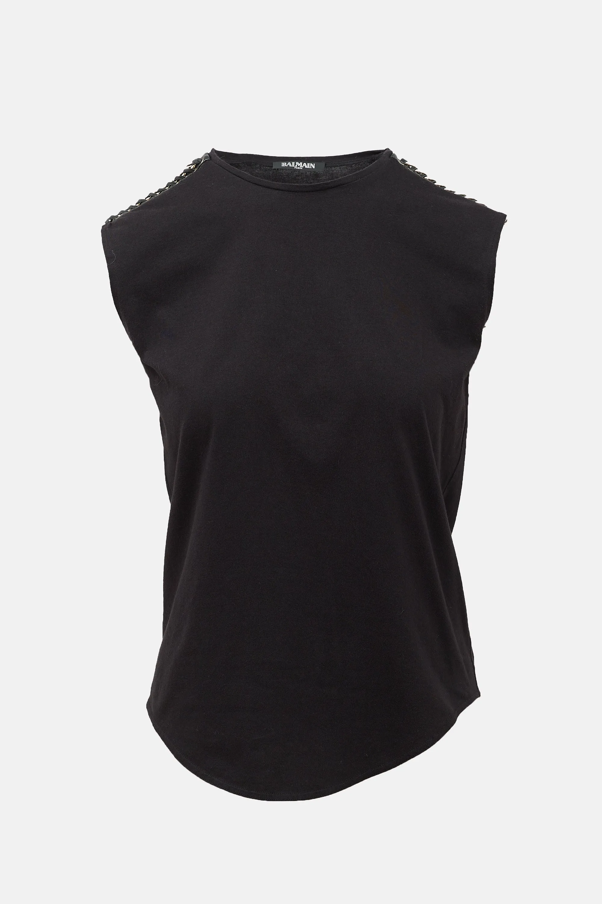 Leather & Chain Epaulette Tank Top sold by VSP Consignment