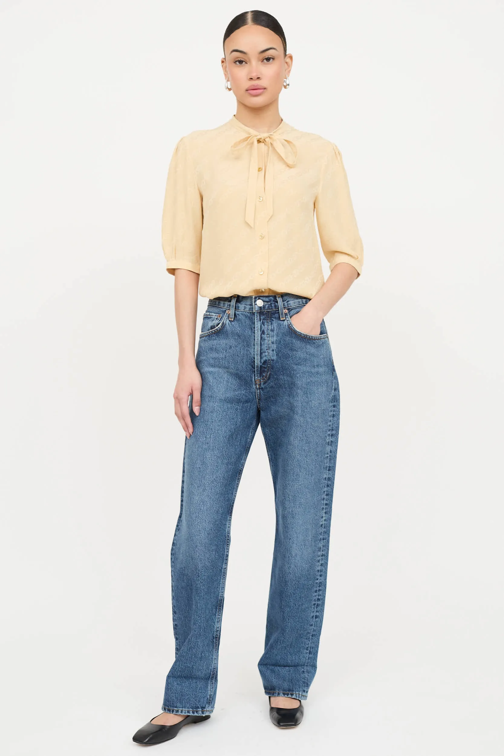 Silk Jacquard Logo Blouse sold by VSP Consignment product image thumbnail 5