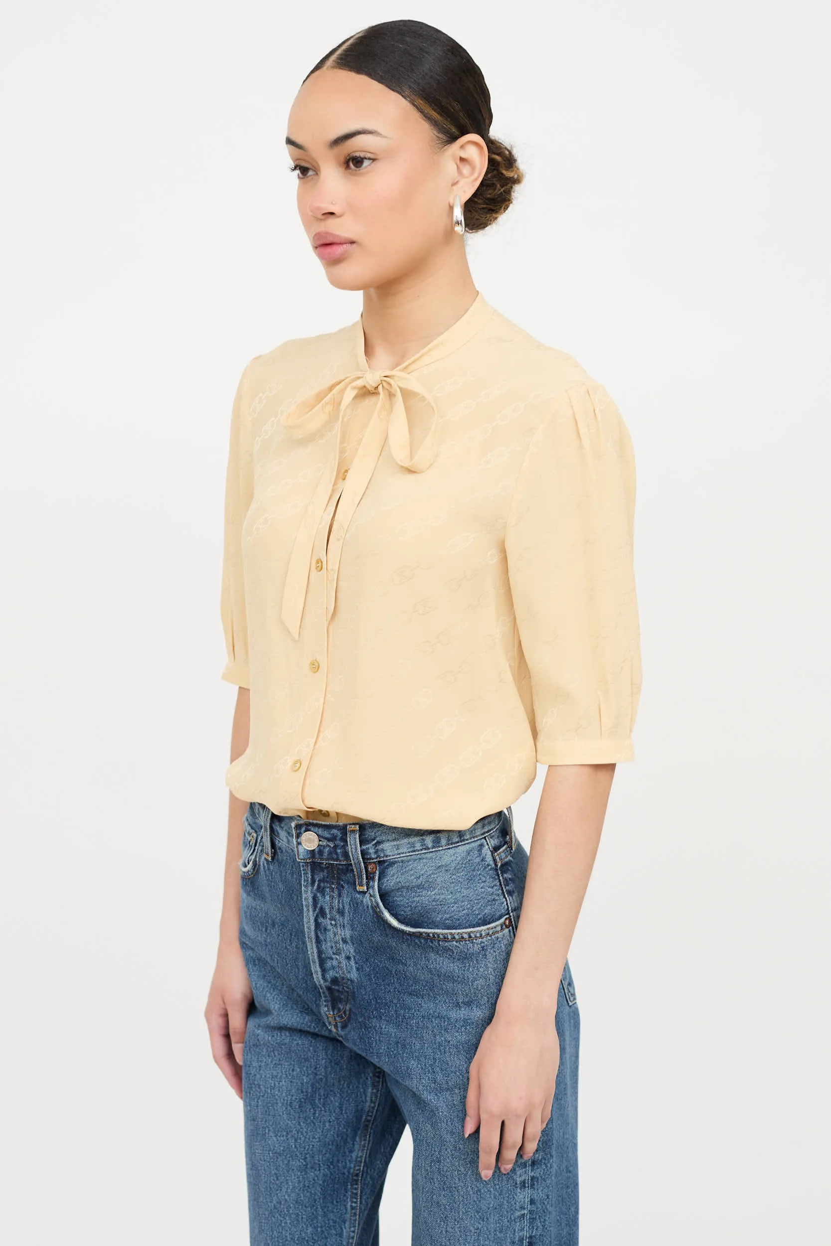 Silk Jacquard Logo Blouse sold by VSP Consignment product image thumbnail 3