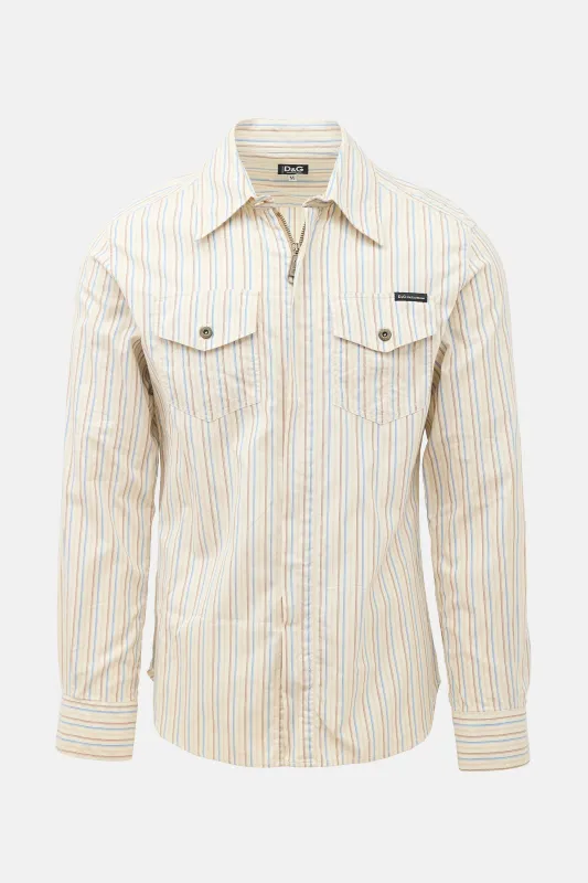 Vintage Zip Front Striped Shirt made by Dolce & Gabanna