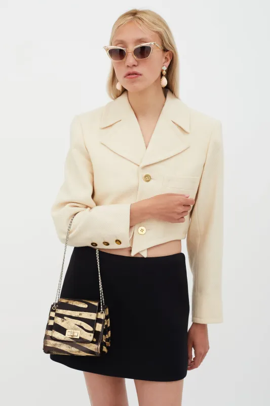 Brown & Gold Textured Crossbody Bag made by Chanel