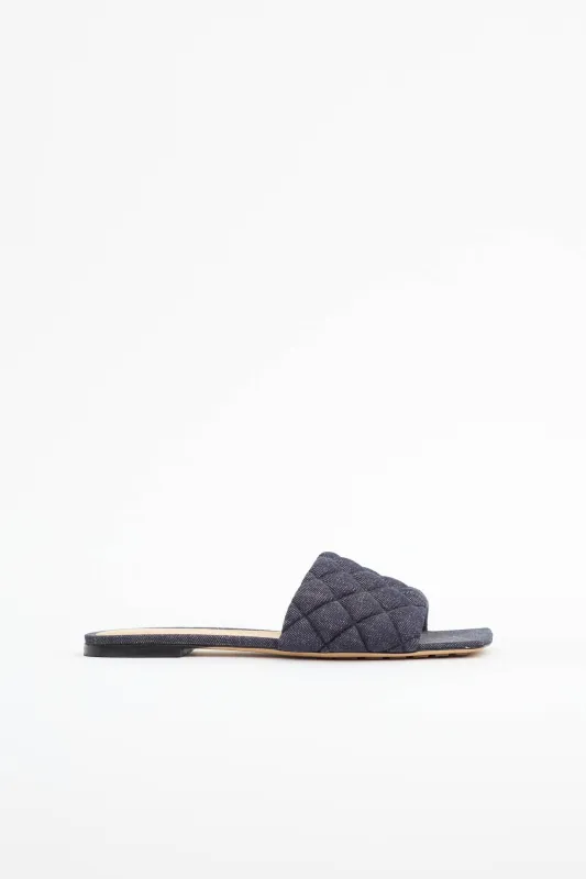 Denim Quilted Slide made by Bottega Veneta