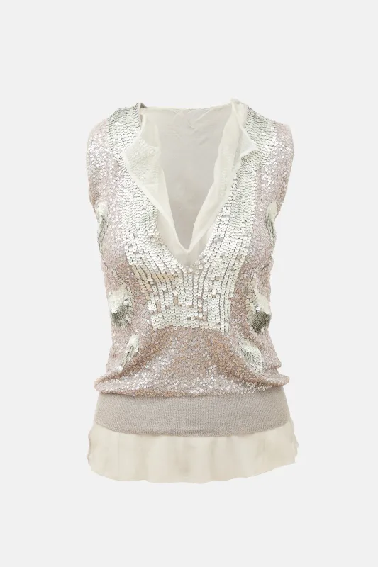 Sequin Sleeveless Top made by Sacai