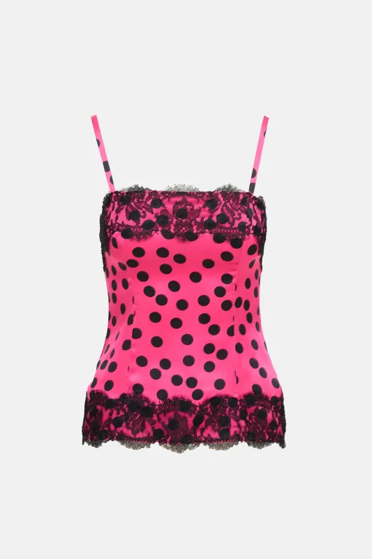 Silk Lace Polka Dot Tank Top made by Dolce & Gabanna