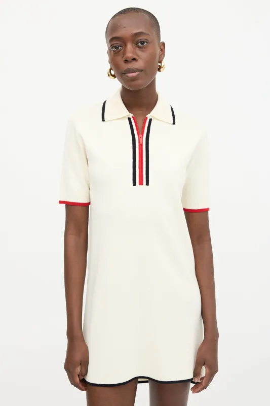 Wool Striped Polo Dress made by Thom Browne