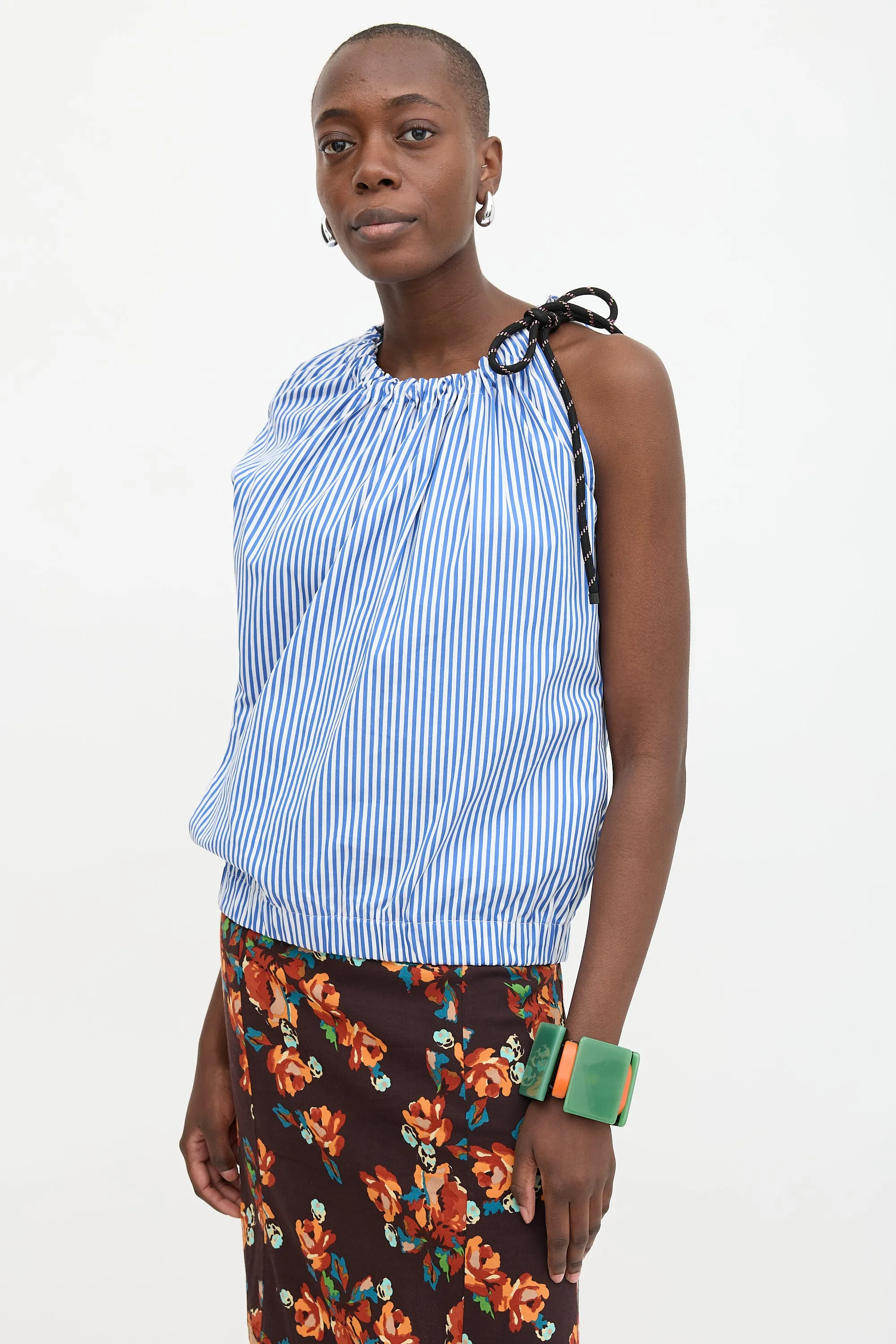 Stripe One Shoulder Blouse sold by VSP Consignment product image thumbnail 4