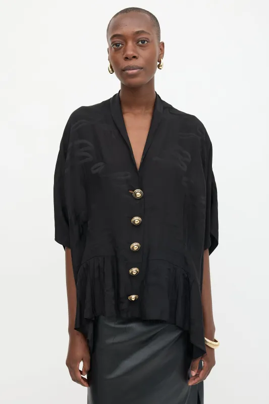 2021 Satin Cursive Logo Blouse made by Balenciaga