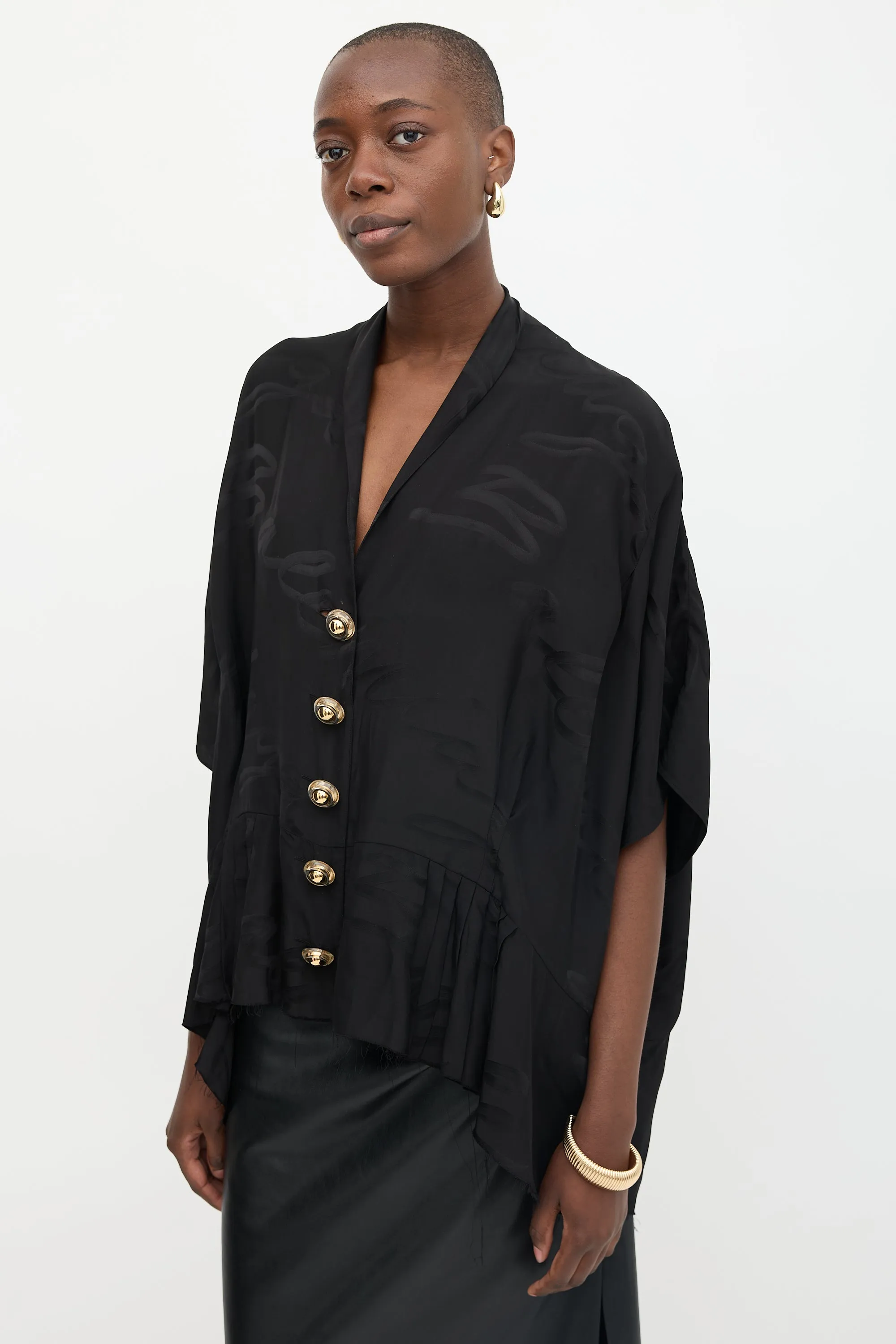 2021 Satin Cursive Logo Blouse sold by VSP Consignment product image thumbnail 3
