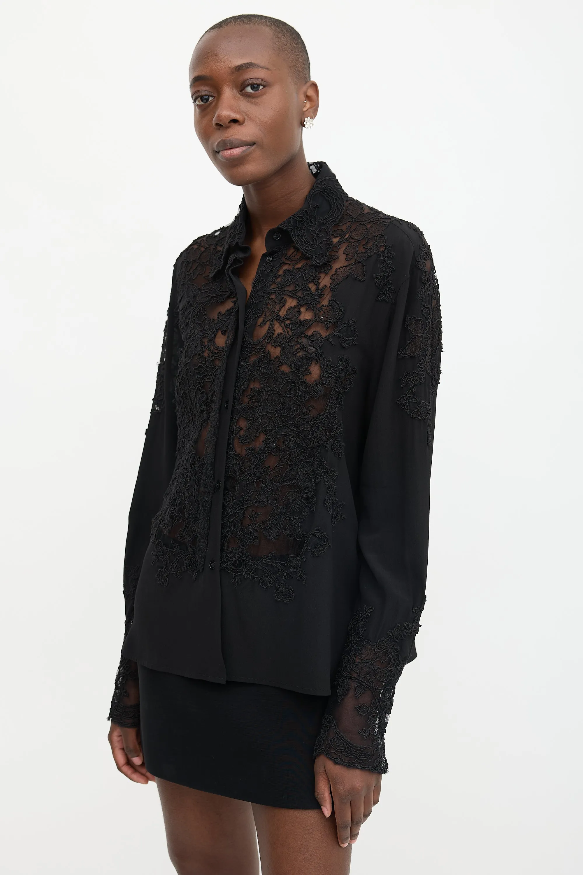 Lace Panel Shirt sold by VSP Consignment product image thumbnail 3