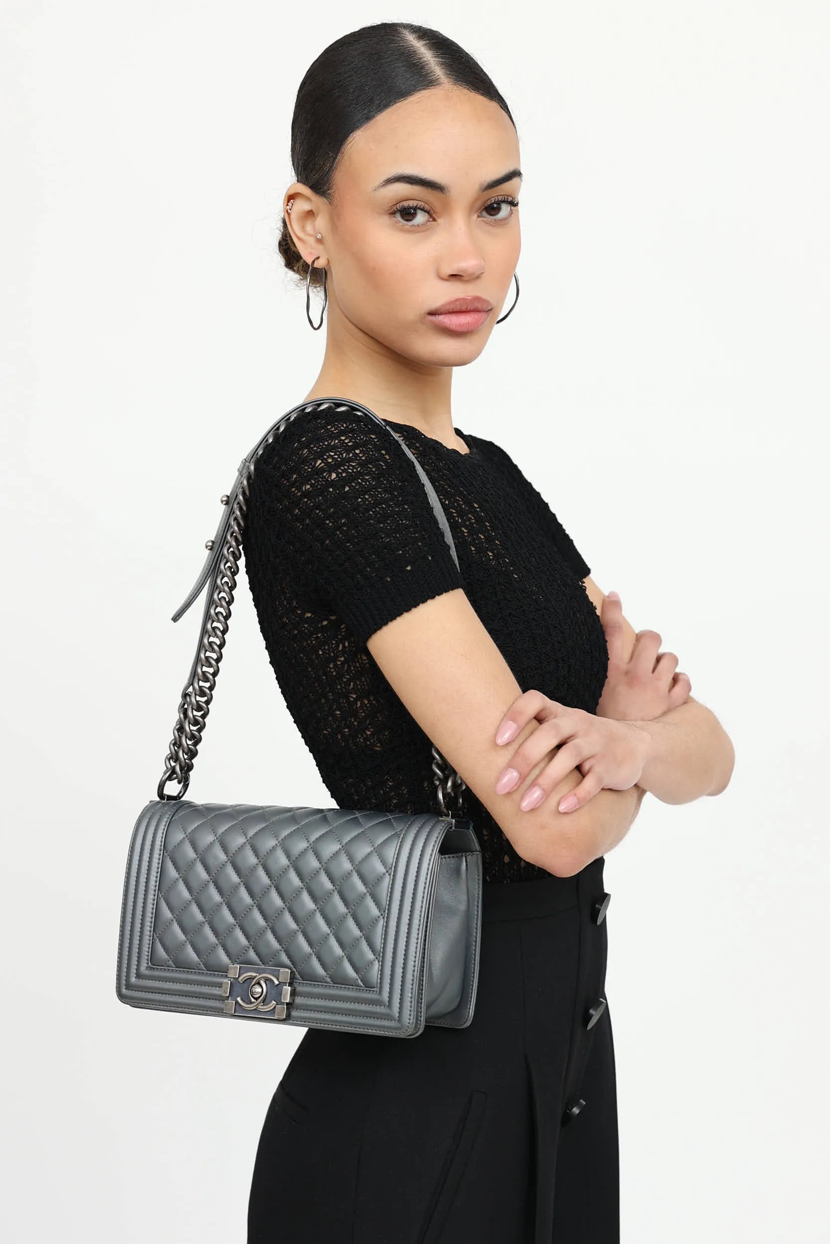 2014 Enamel CC Old Medium Boy Bag sold by VSP Consignment product image thumbnail 2