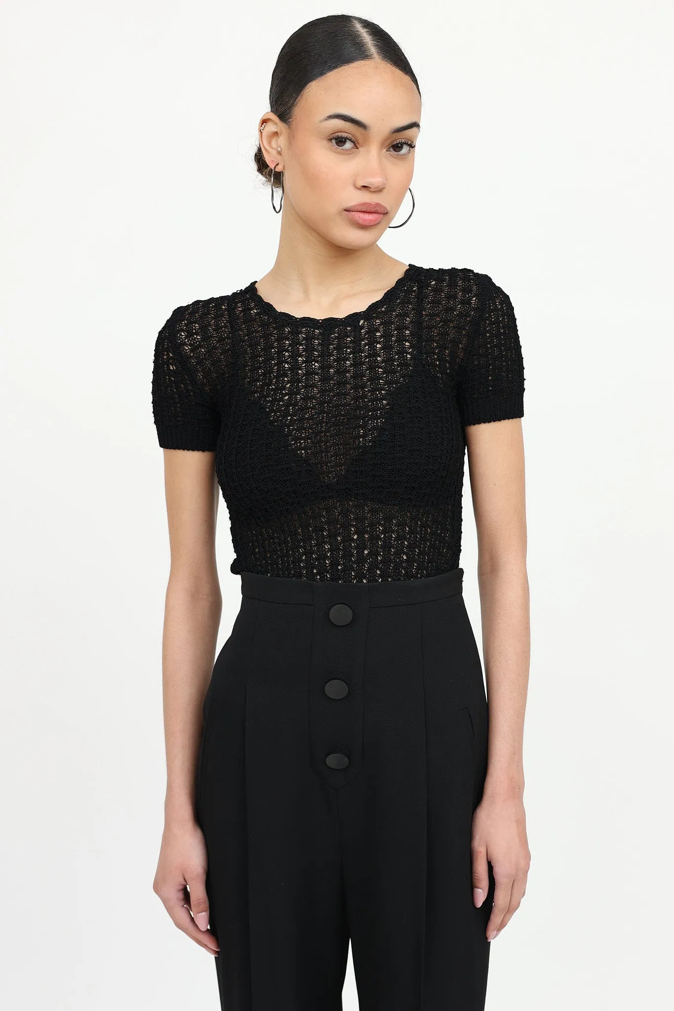 Open Knit Short Sleeve Top sold by VSP Consignment