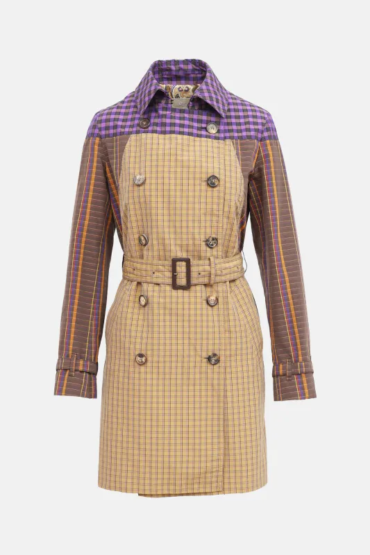 Double Breasted Plaid Trench Coat made by Etro